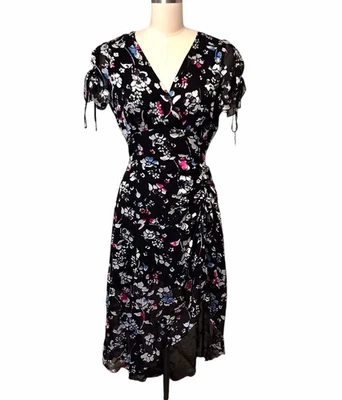 Vestido Revolve Parker Lizzy MIdi Negro Terciopelo Burnout Floral Capricho Hada Talla 2 Foto 1 de 4