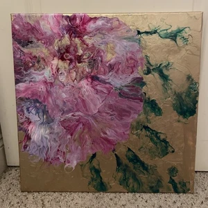 Jackie Petersen Acrylic Pour Painting Abstract Art signed canvas 20x20 V#240 - Picture 1 of 9