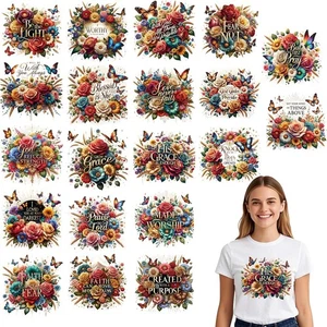 DTF Transfers bereit zum Drücken - 18,5x25cm oder 7,2x9,8inches, 20 Stück Blumenbibel  - Bild 1 von 6