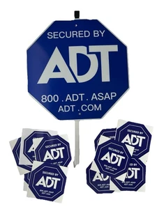 ADT Security Yard Sign 10 Window Decal Stickers Aluminum Stake Home Accessory - Picture 1 of 2
