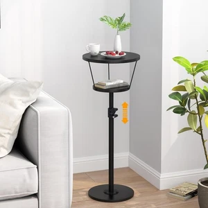 Kleiner Beistelltisch 2 Etagen Getränketisch höhenverstellbar rund Beistelltisch Podesta - Bild 1 von 7