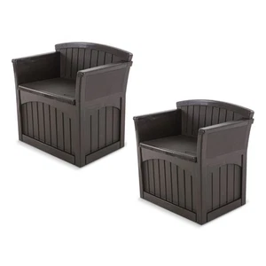 Suncast 31 Gallon Patio Seat Outdoor Storage and Bench Chair, Java (2 Pack) - Picture 1 of 12