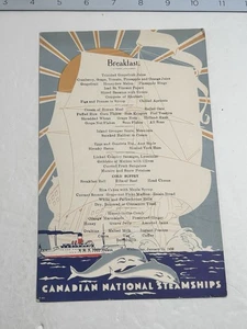 Canadian National Steamships Breakfast Menu Jan 25 1939 RMS Lady Nelson - Picture 1 of 3