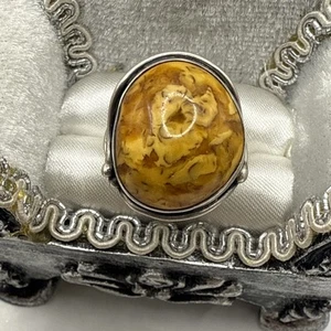 Bernstein Ring , Silber , Butterscotch - Bild 1 von 5