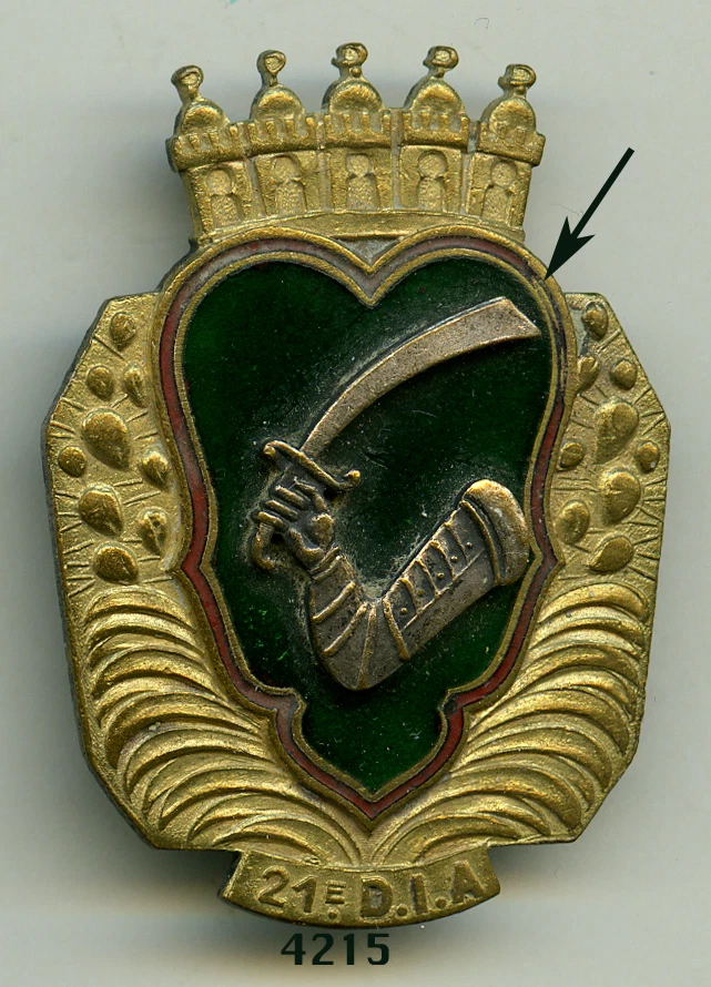 Insigne tirailleurs , 21  DIA.  ( aravit & Perez ) - Photo 1/1