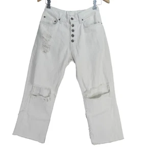 Carmar Jeans White Ripped Exposed Buttons Boyfriend Y2K Baggy size W 26 LF Nicky - Picture 1 of 14