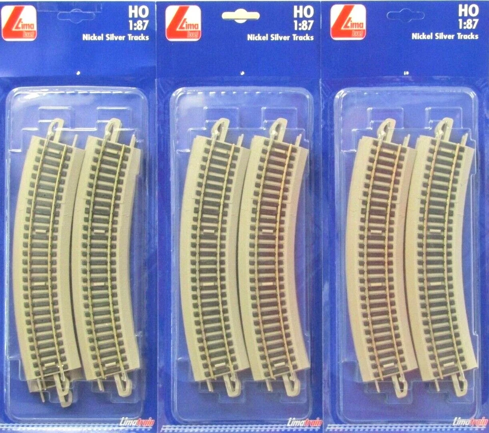 LIMA JOUEF L453713 - 3 CONFEZIONI DA 4 BINARI CURVI R385 30° CON MASSICCIATA, H0 - Immagine 1 di 1