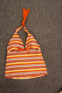 TANKINI OBERTEIL GRÖSSE 36 B ORANGE GESTREIFT  MIT PADS - Imagen 1 de 2