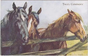 POSTAL FIRMADA POR ARTISTA EILEEN HOOD TWO'S COMPANY TRES CABALLOS - Imagen 1 de 1