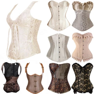 Renaissance Women Waist Training Corset Lace up Bustier top Overbust Boned tb us - Picture 1 of 13