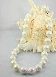 15-16mm Large Top white black golden South Sea SHELL Pearl Strand Necklace 18" - Picture 1 of 15