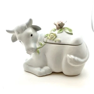 FITZ and FLOYD 1981 Bull with Floral design Trinket box - Picture 1 of 7