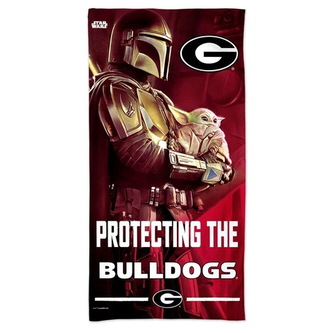 GEORGIA BULLDOGS THE MANDALORIAN BABY YODA DISNEY 30"X60" BEACH TOWEL NEW Cover