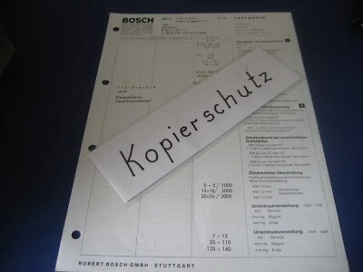 Volvo 164   Bj. ab 09. 1971  orig. Bosch Testwerte-Blatt - Bild 1 von 2