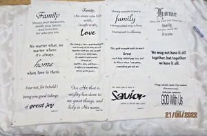 30 x 42 Christian Faith Religious Text 100% cotton fabric black script on white - Picture 1 of 5