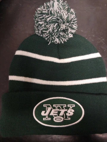 NFL New York Jets Knit Pom Beanie Skull Cap White/Green-SEASON TICKET HOLDER Cover