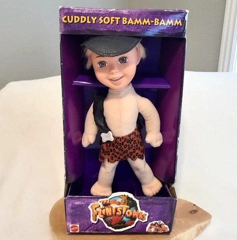 Vintage 1993 MATTEL The Flintstones Cuddly Soft BAMM-BAMM Plush Doll Vinyl Head Cover