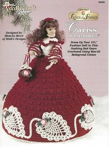 Cariss of Bainbridge Crochet Dashing Red Gown Purse Hat Roses Pineapple RARE OOP - Picture 1 of 2
