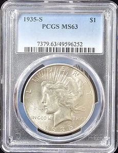 1935-S Peace Dollar MS-63 PCGS - Picture 1 of 4
