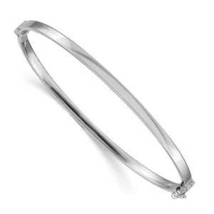 14K Solid White Gold Bangle Bracelet - Picture 1 of 12