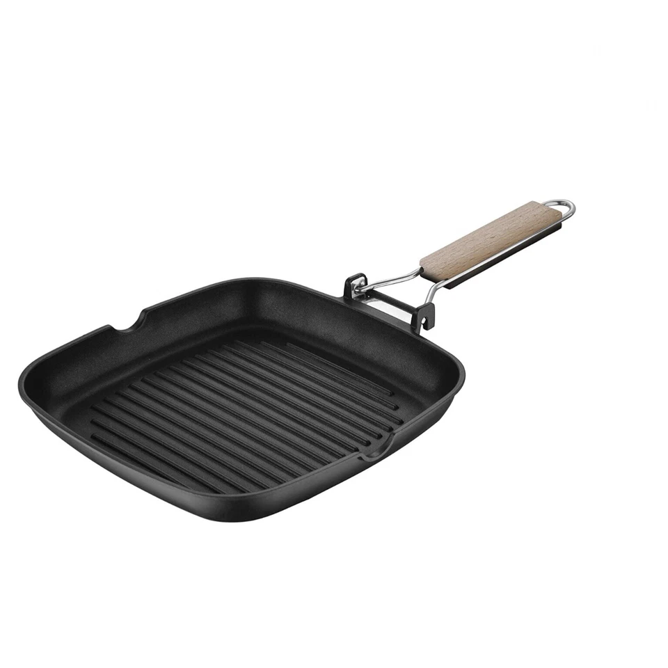 Bistecchiera Griglia Bergner Alluminio 24x24x3,7cm Induzione Manico Pieghevole - Immagine 1 di 1