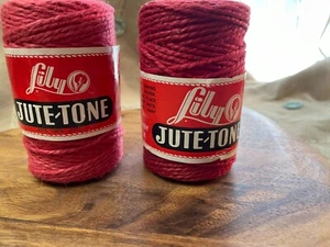 Lily Jute-Tone 75 yds. 2 Vtg Spools Radiant Rose & True Red Macrame/Crafts - Picture 1 of 7
