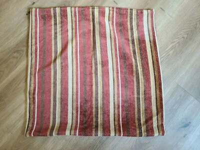 Restoration Hardware "Brick Red/Brown/Tan Striped" 18" Pillow Cover - Image 1 of 4