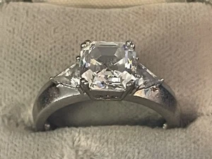 SALE SW White HSN Diamonique 925 Sterling Silver CZ Engagement Ring Sz 8 🌺🌺 - Picture 1 of 22