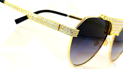 Gafas de sol de lujo para hombre heladas plata 925 4 quilates moissanita real diamante color dorado Foto 1 de 4