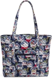 VERA BRADLEY Vera Tote Bag Quilted SNOW GLOBES Winter Holiday Travel Craft NEW - Picture 1 of 4