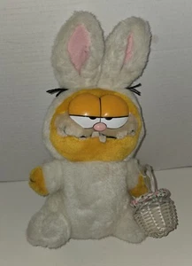 Vintage Dakin GARFIELD Easter Bunny Rabbit 13" PLUSH Stuffed Animal Toy w/Basket - Picture 1 of 4