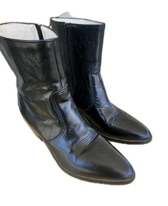 Ponderosa Men’s Cowboy Western Ankle Zipper Dress Boots Size 11 WIDE PR110 Black - Picture 1 of 14
