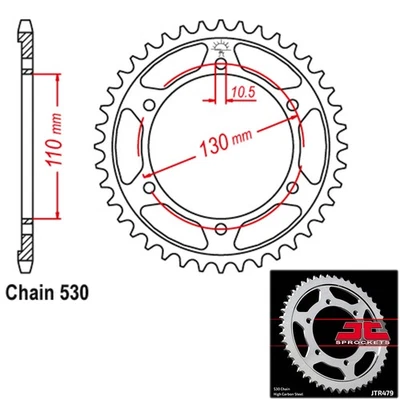JT Sprockets Steel Rear Sprocket 530 Pitch 46T Yamaha FZS 600 FZ6 (2004-2009) - Image 1 of 2