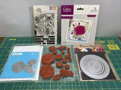 Lote de estampillas y troqueles de rosas de papel acompañante artesanos estampación dichos de amor  Foto 1 de 4