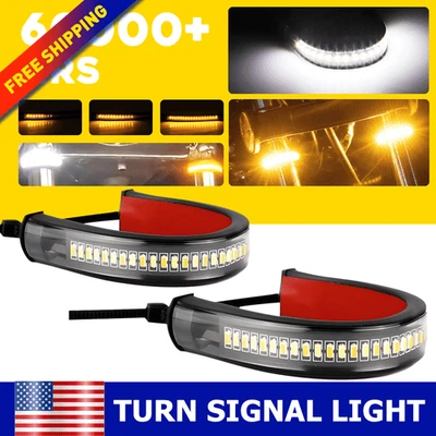 2x Tira LED Moto DRL Luces Blancas Ámbar Secuencial Señal de Giro Interruptor Retroceso Foto 1 de 4