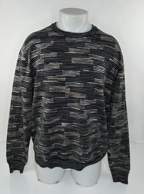 De colección JHANE BARNES - Abstracto Años 90 Tejido Hombre Mezcla Seda Lg. Suéter Pullover Foto 1 de 4