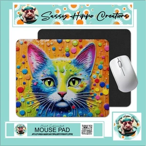 Mauspad Katze Kätzchen Pop Art Bunt Abstrakt Anti Rutsch Rücken Leicht Reinig Langlebig - Bild 1 von 4