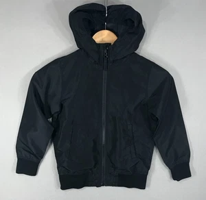 Giacca a vento bambino bambino piccolo 5-6 nera con cappuccio zip intera tasca - Foto 1 di 12