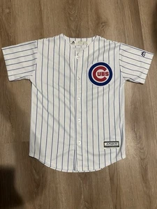 🔥 Chicago Cubs #17 Kris Bryant Majestic Pin Striped Jersey Boys Medium M - Picture 1 of 3