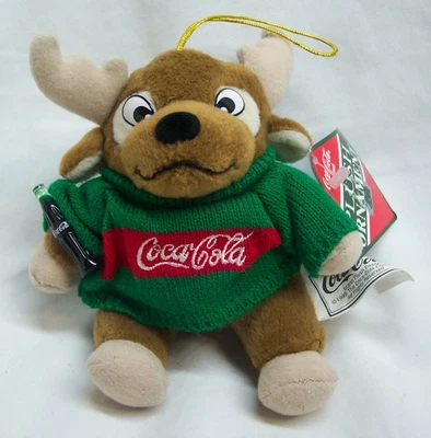 VINTAGE Coca-Cola 1999 MINI COKE REINDEER ORNAMENT 4" Plush STUFFED ANIMAL NEW - Image 1 of 4