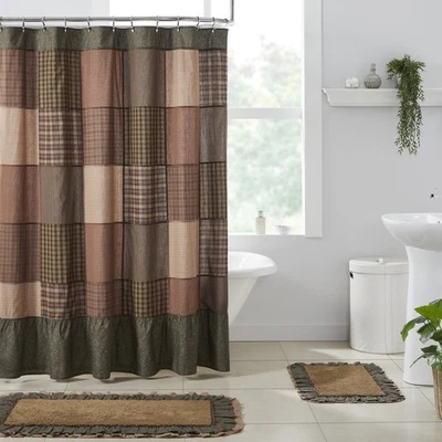 Cortina de Ducha Crosswoods Patchwork Primitivo 72x72 Volantes Baño Decoración VHC Marcas Foto 1 de 4