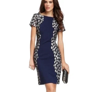 Diane von Furstenberg Kleid Queen Tilda Strick Mini Moonlight dunkelblau weiß 2 - Bild 1 von 6