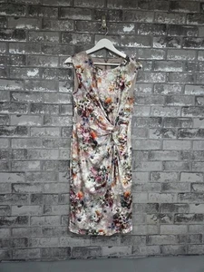 Phase Eight Floral Ruched Saphire Wiggle Dress UK14 Sleeveless Bodycon Wedding - Picture 1 of 8