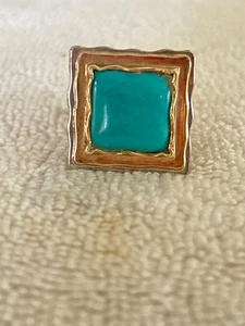 .99¢ ¡SUBASTAS! ANILLO TURQUESA ORO 14K PLATA ESTERLINA REAL A.S DE COLECCIÓN TALLA 7,5 - Imagen 1 de 6