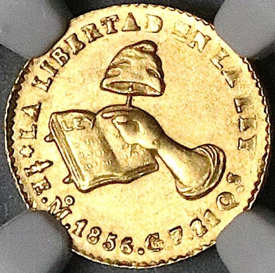 1856/4-Mo NGC MS 63 Mexico Gold 1/2 Escudo Mint State Overdate Coin  (25061601D) - Image 1 of 4