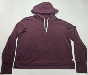 Large VUORI Halo Essential Maroon Red Slight Crop Pullover Hoodie Top VW226 - Picture 1 of 5