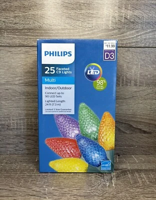 Philips 25 Faceted C9 String Lights LED Christmas Indoor/multi - Free Shipping! - Image 1 of 4