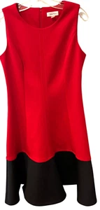 Calvin Klein Dress Womens 10 Red Black Sleeveless Round Neck Fit & Flare Stretch - Picture 1 of 6