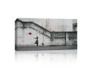 Banksy Girl and Heart Balloon - CANVAS OR PRINT WALL ART - Picture 1 of 4