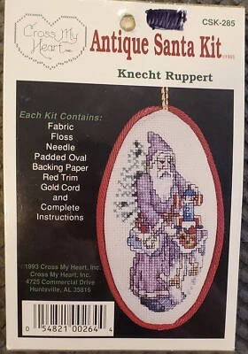 Vintage Santa Cross Stitch Cross My Heart Needle Art Craft Kit 4"X2" 1993 NOVO - Imagem 1 de 2